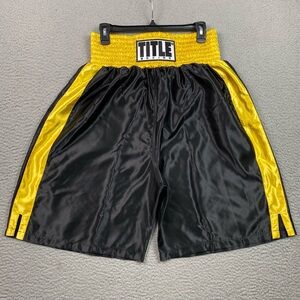 TITLE Boxing Shorts Men's Size XXL Black & Yellow Satin